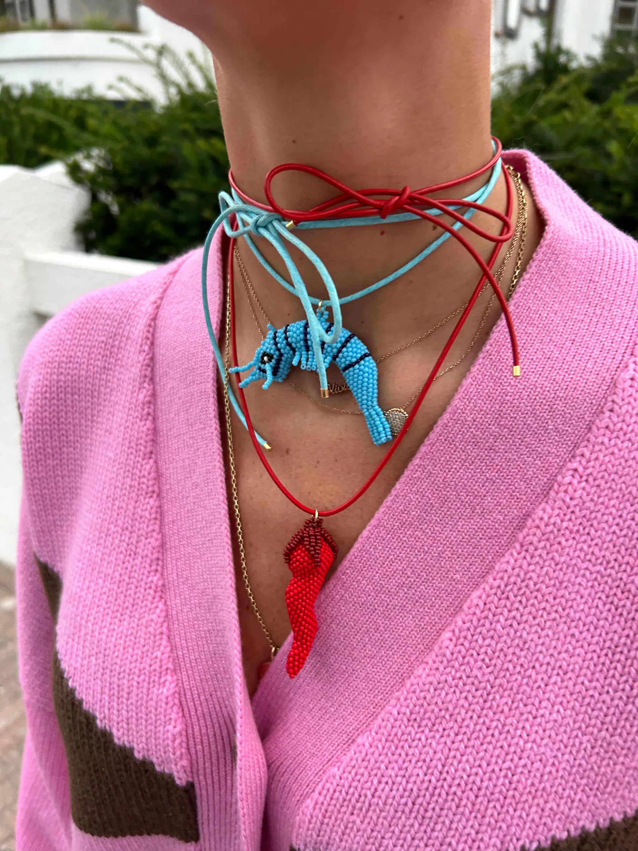 Blue & Navy Shrimp Necklace