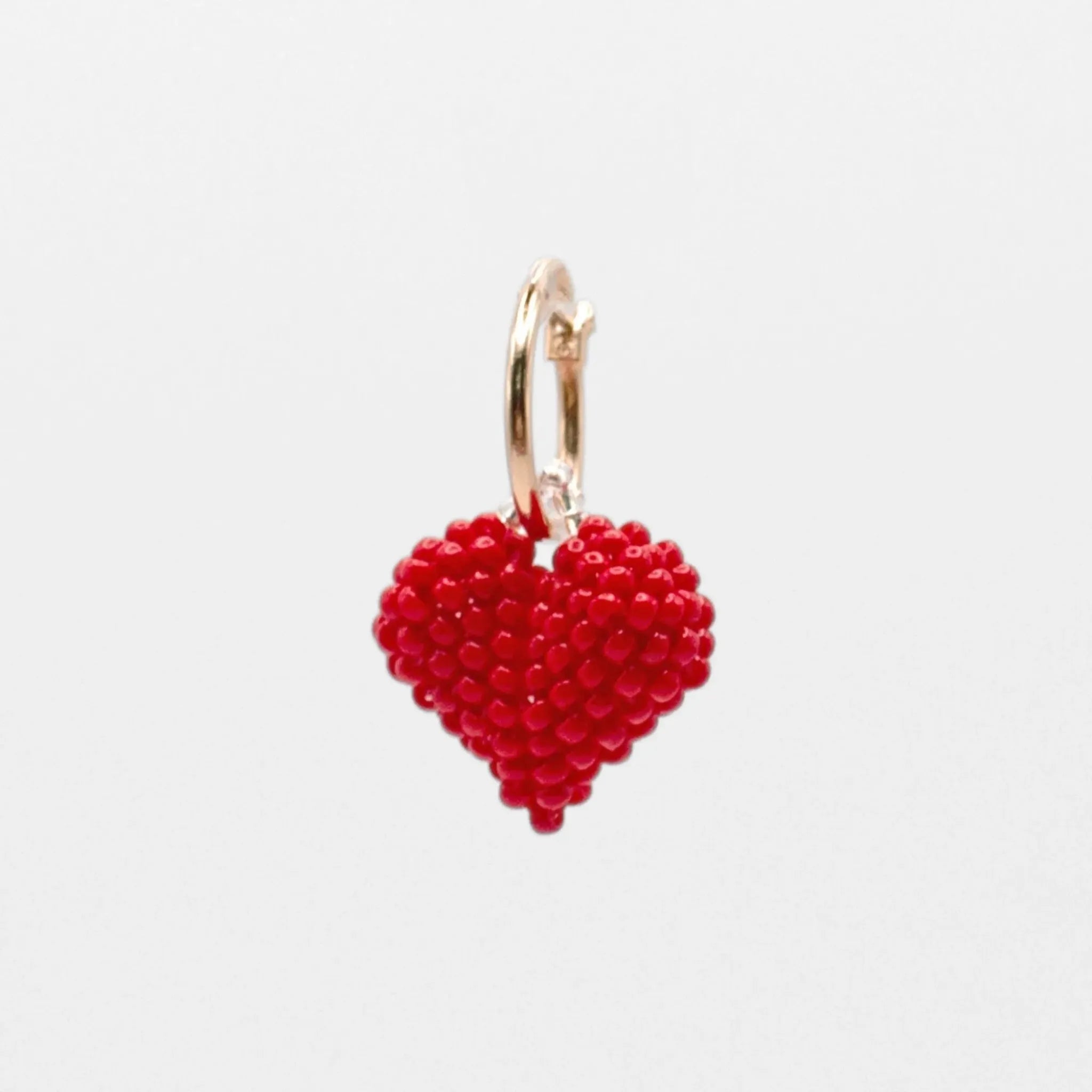 Red Heart Hoop Earring
