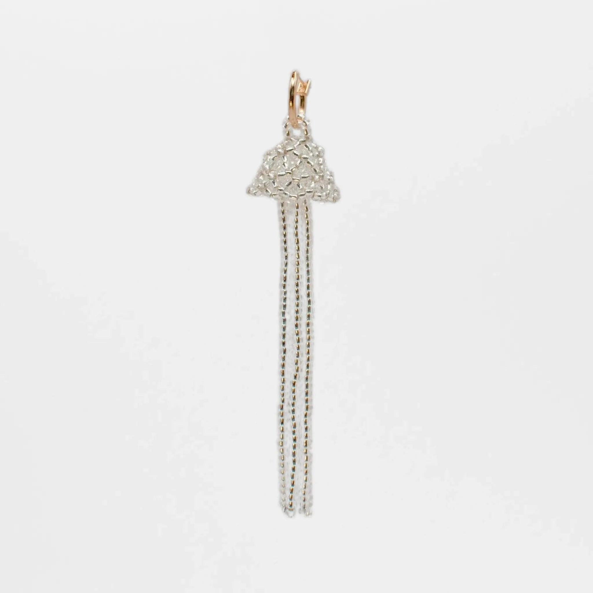 Long Silver Medusa Hoop Earring