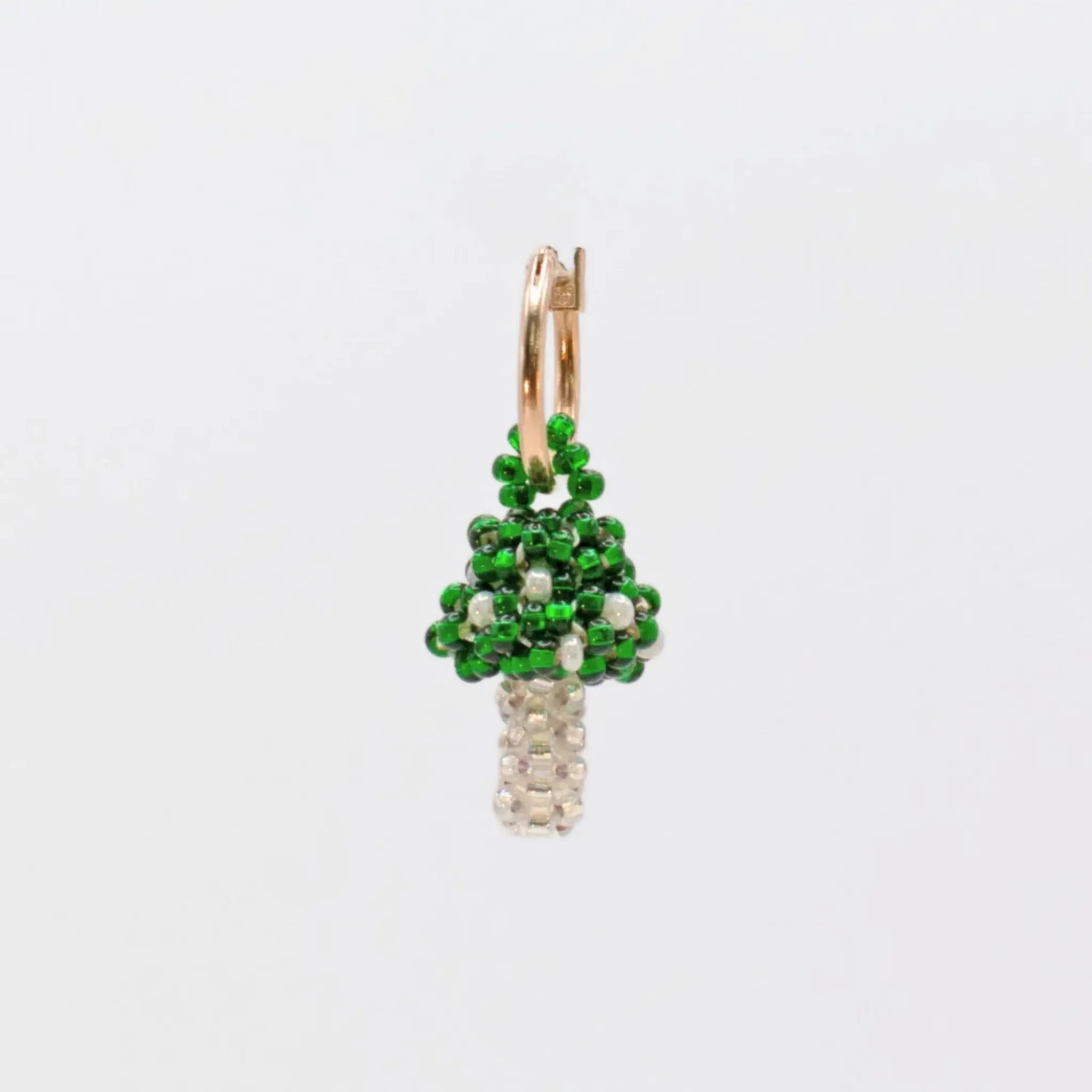 Green Mushroom Hoop Earring