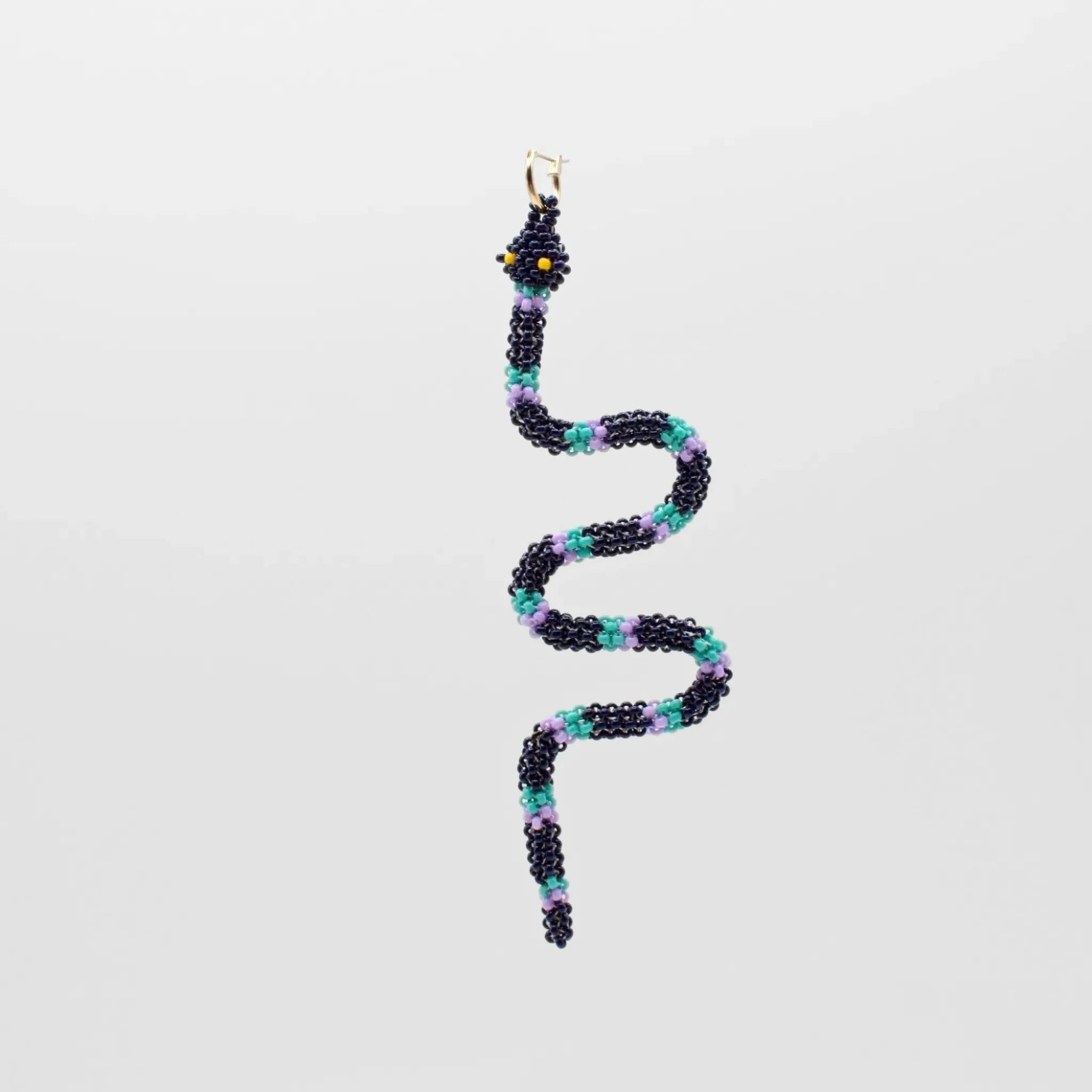 Navy Serpent Hoop Earring