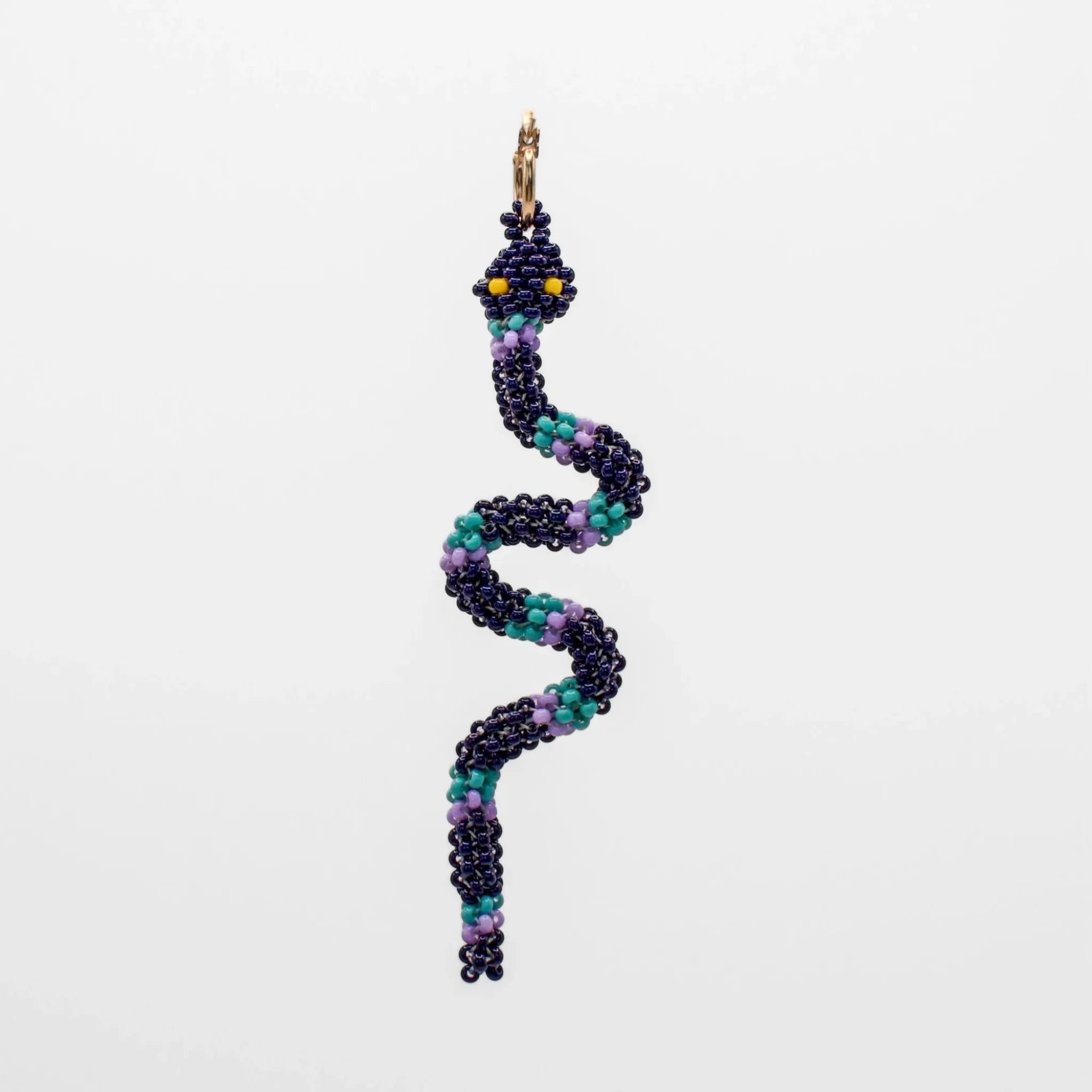 Small Navy Serpent Hoop Earring