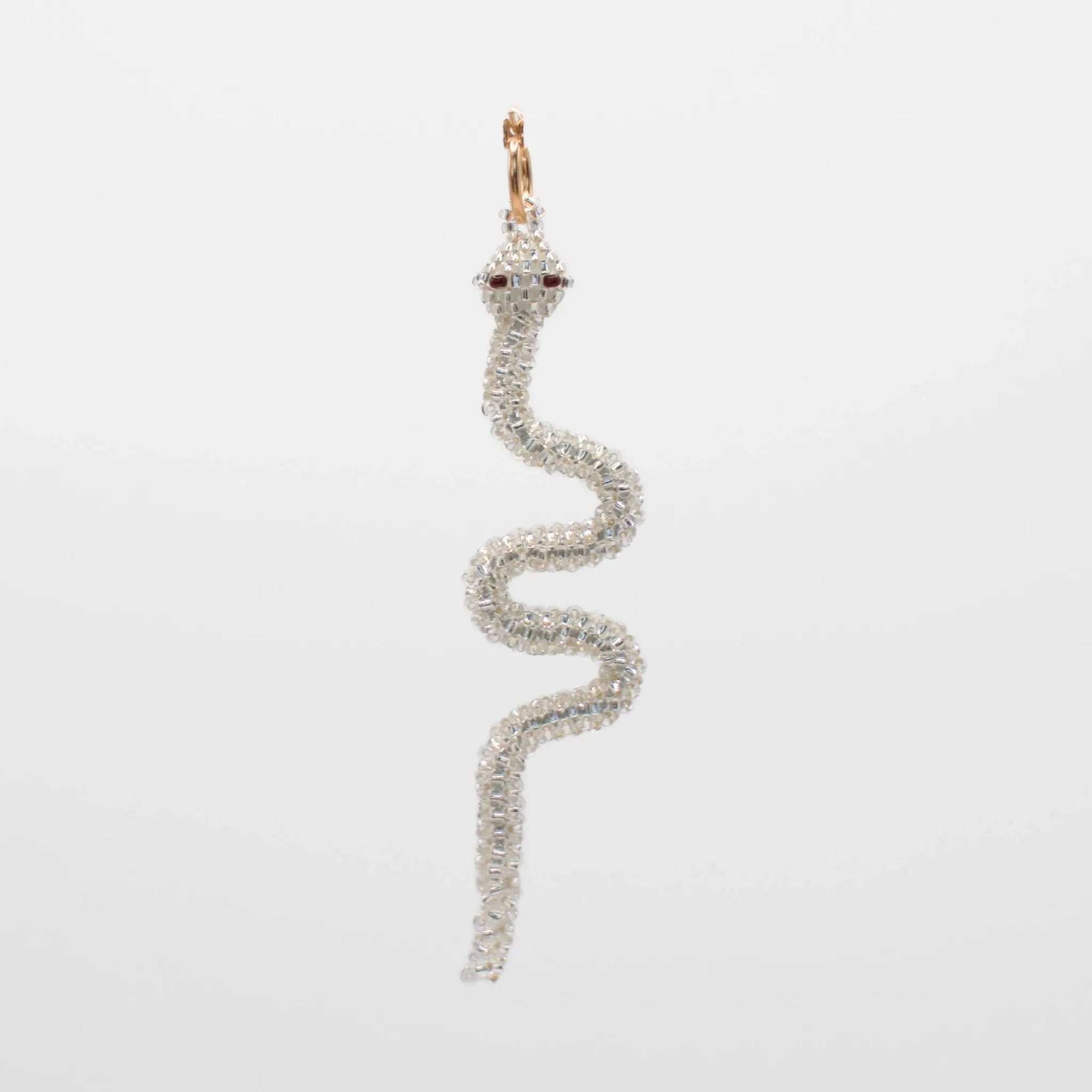 Small Silver Serpent Hoop Earring