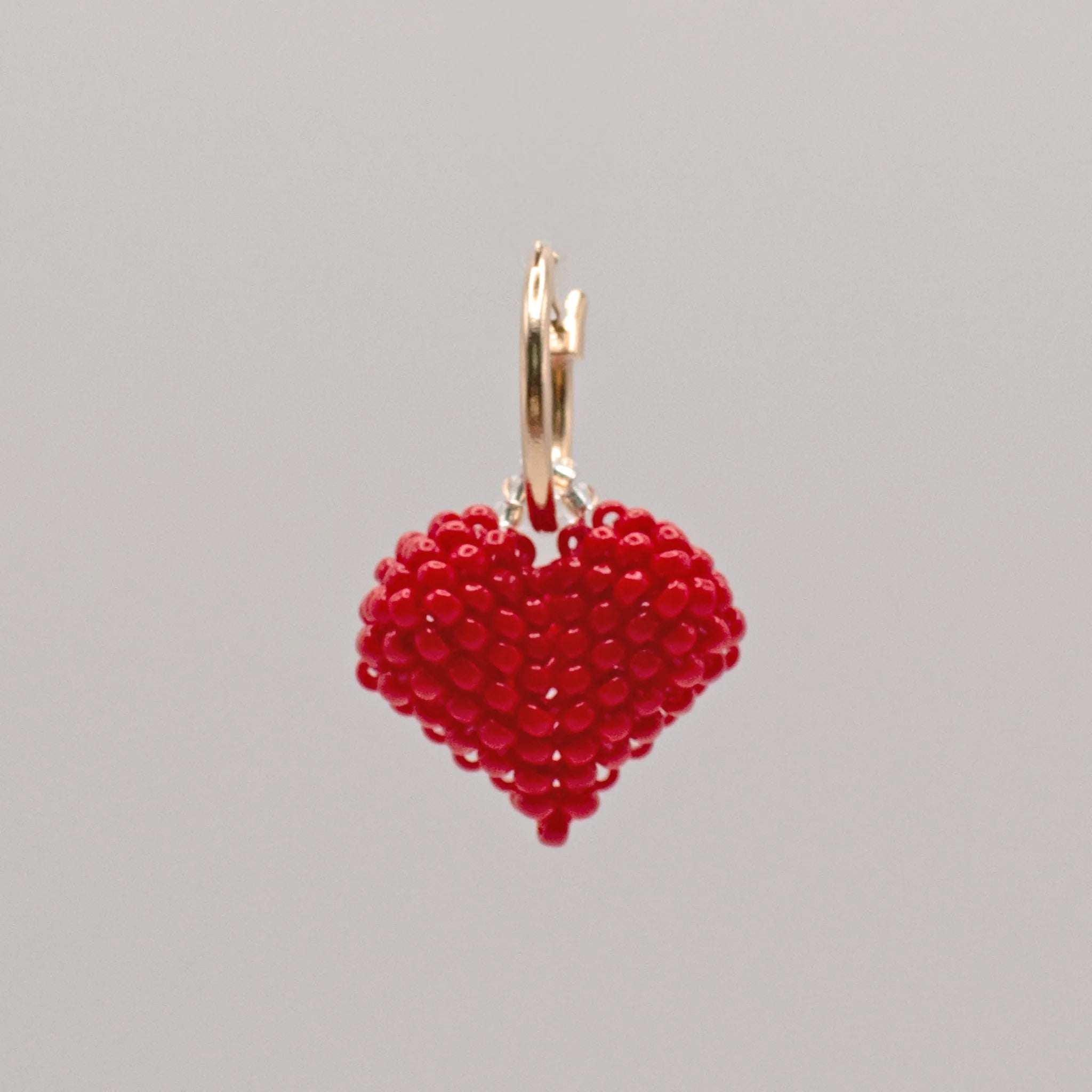 Red Heart Hoop Earring