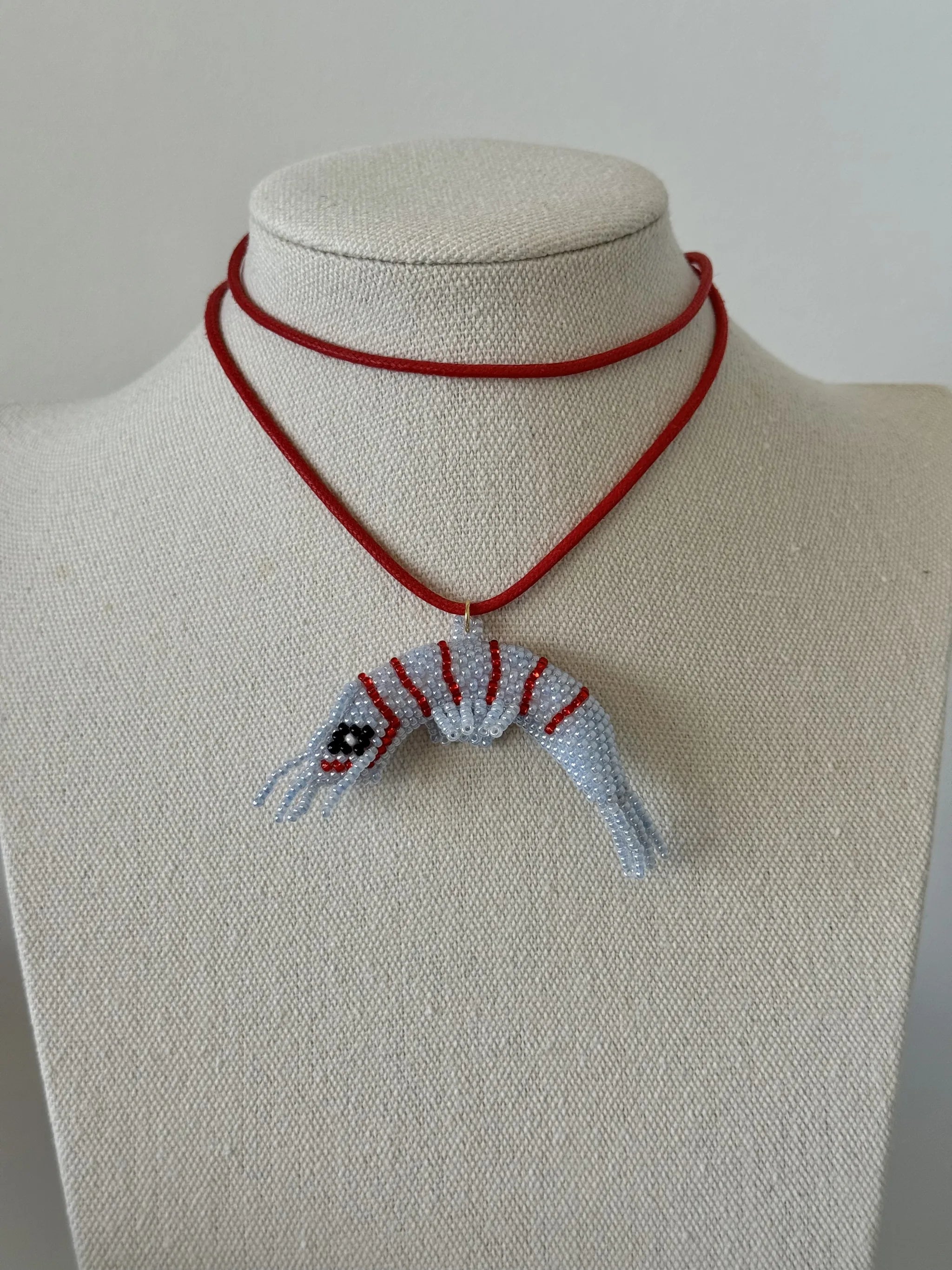 Blue & Red Shrimp Necklace