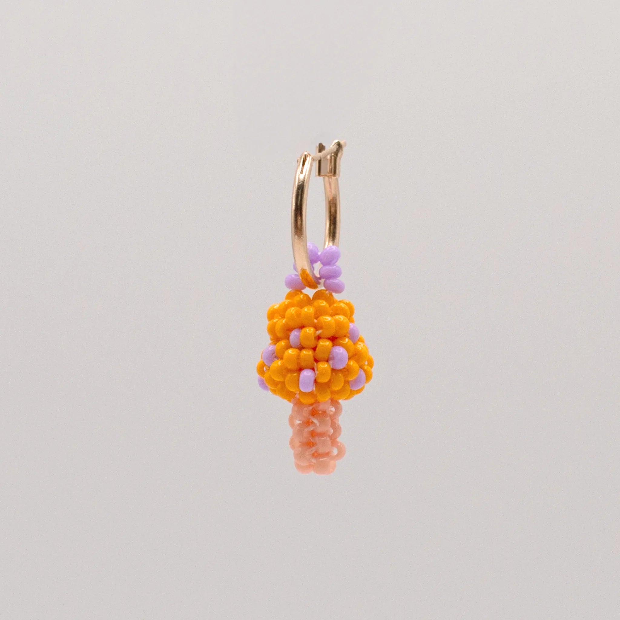 Orange Mushroom Hoop Earring