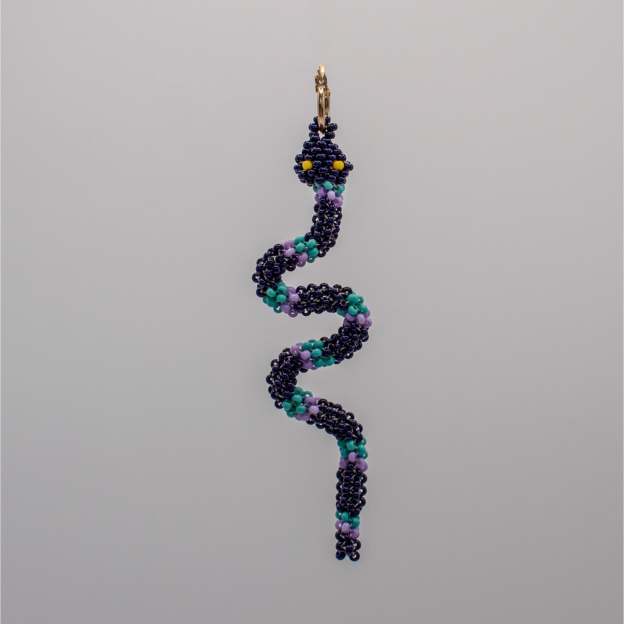 Small Navy Serpent Hoop Earring