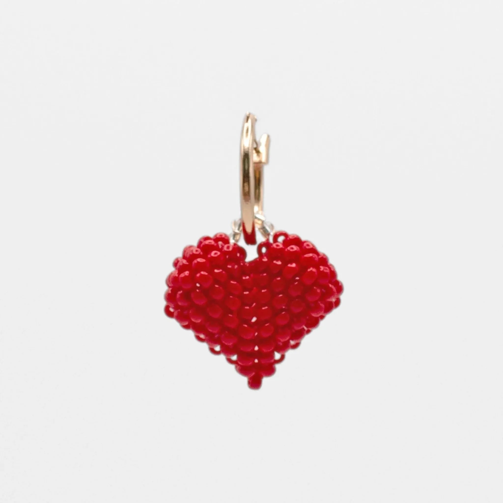 Red Heart Hoop Earring