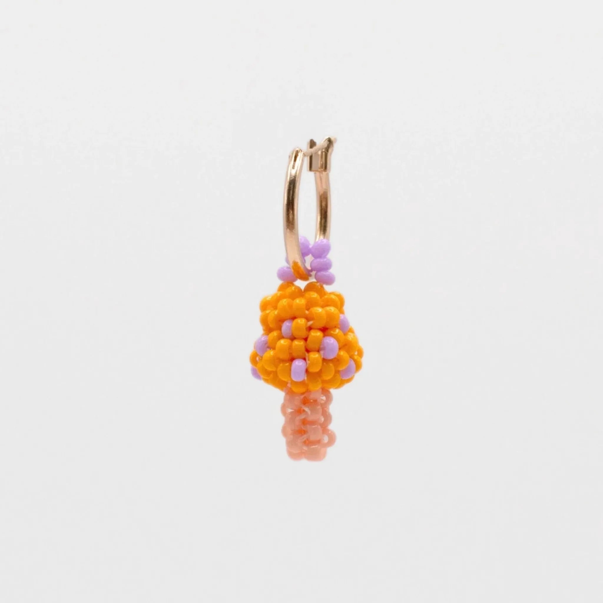 Orange Mushroom Hoop Earring