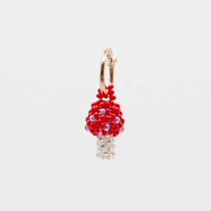 Red Mushroom Hoop Earring