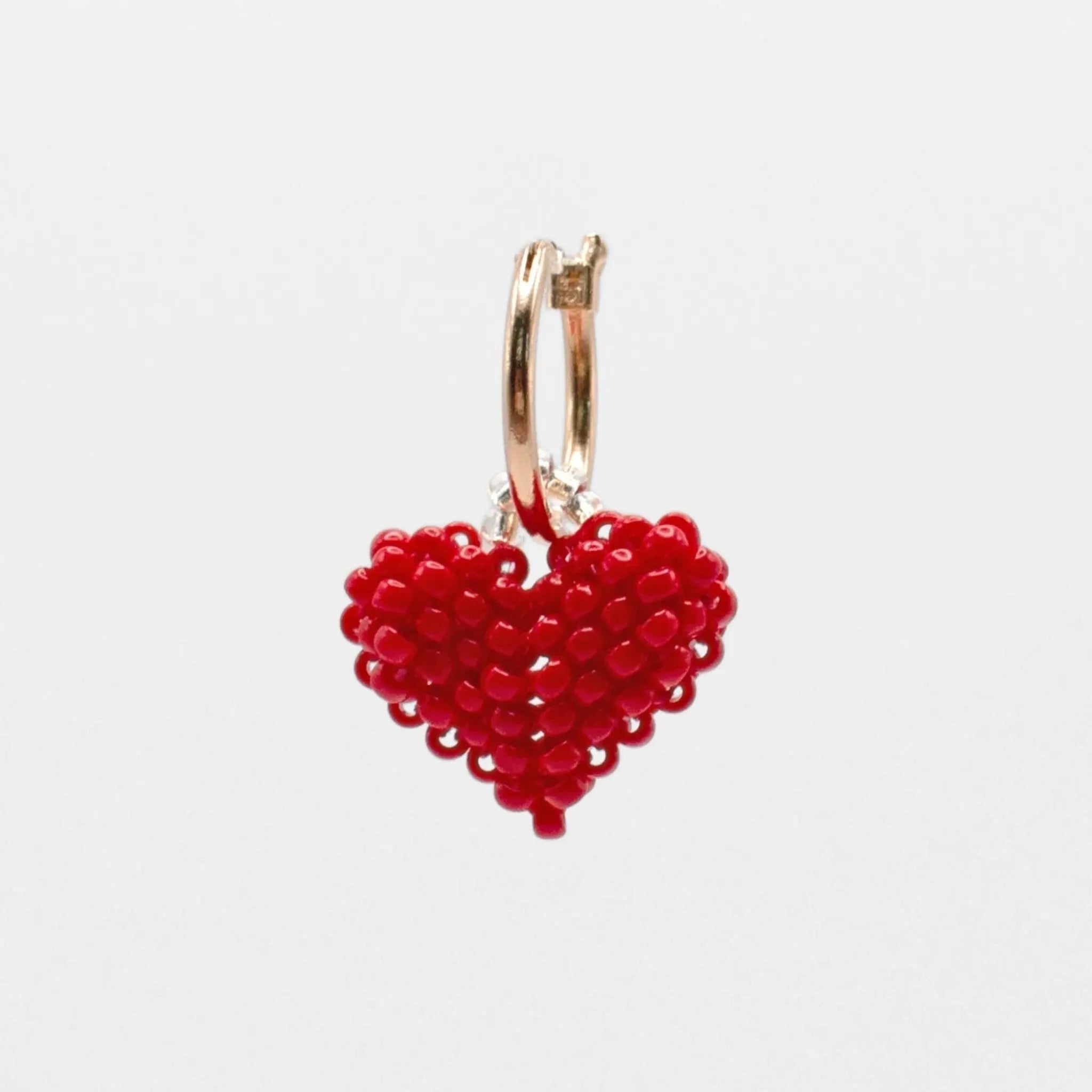 Small Red Heart Hoop Earring