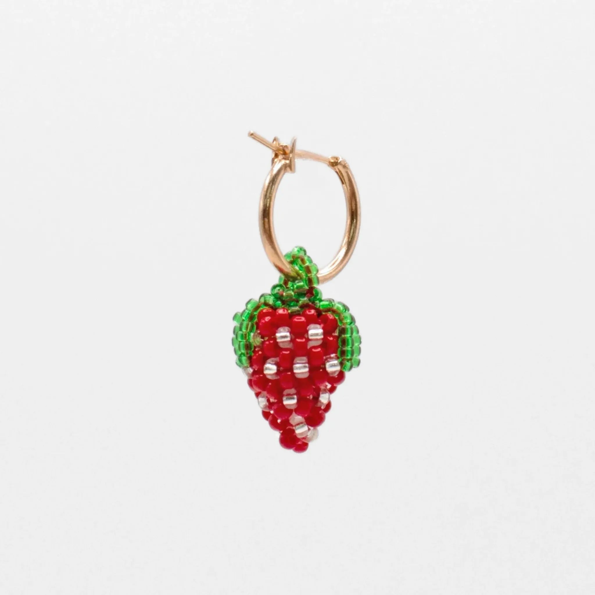 Small Strawberry Hoop Earring