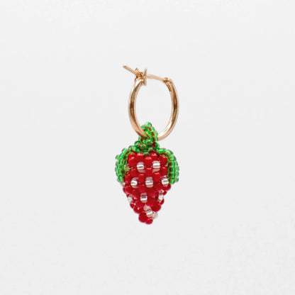 Small Strawberry Hoop Earring