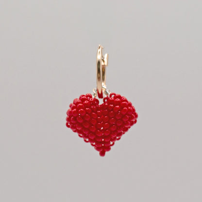 Red Heart Hoop Earring