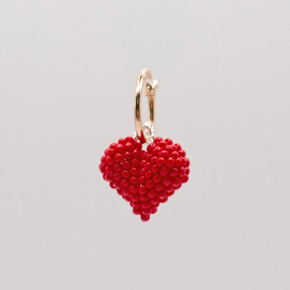 Red Heart Hoop Earring