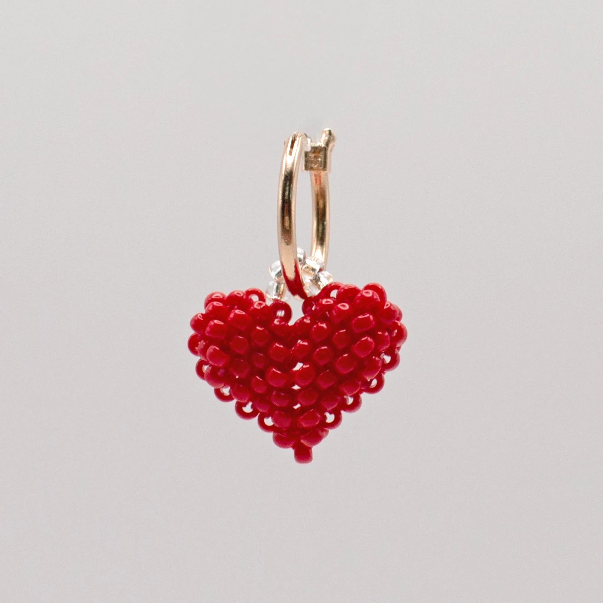 Small Red Heart Hoop Earring