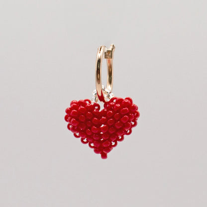Small Red Heart Hoop Earring