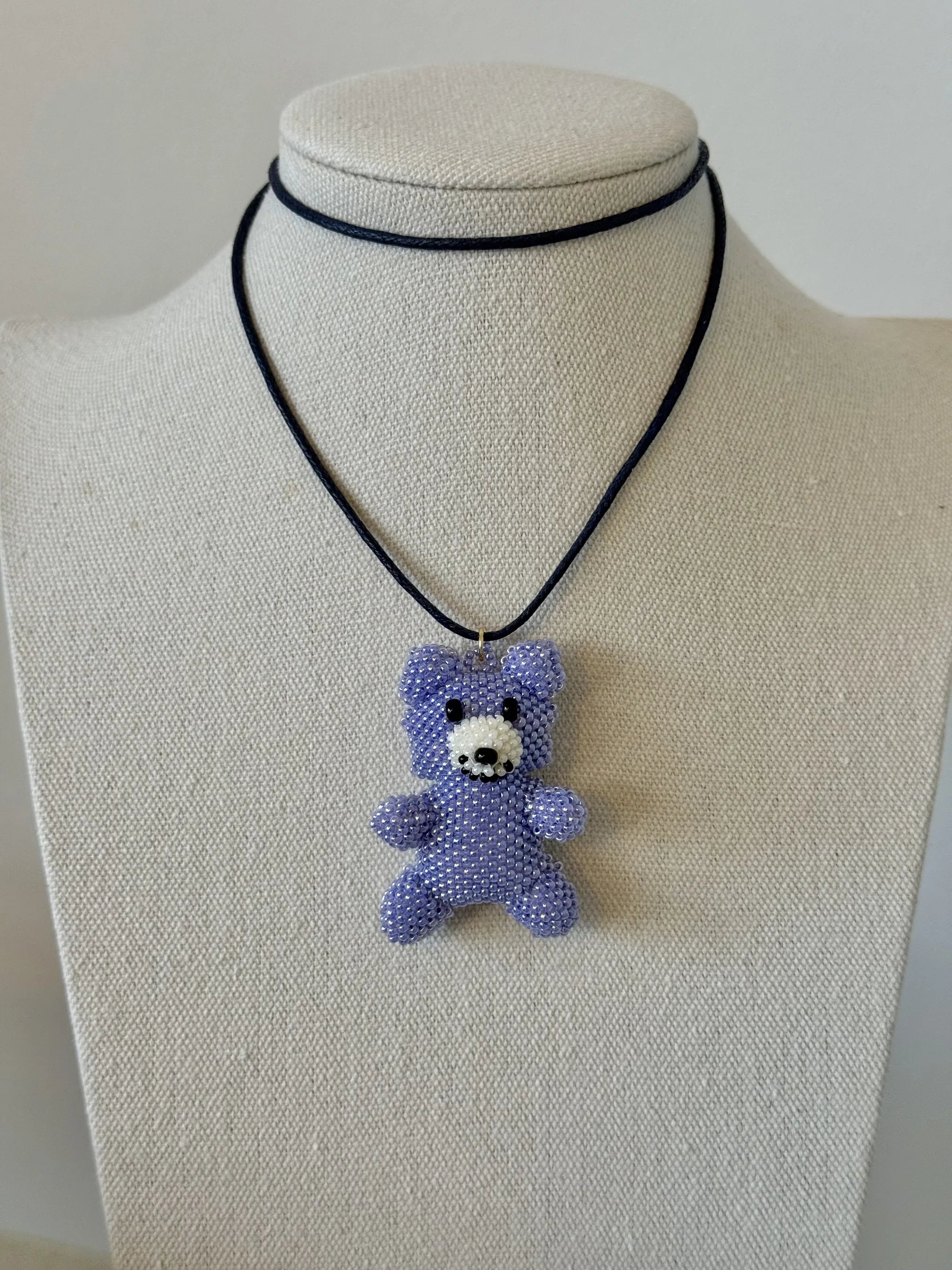 Lilac Teddy Bear Necklace