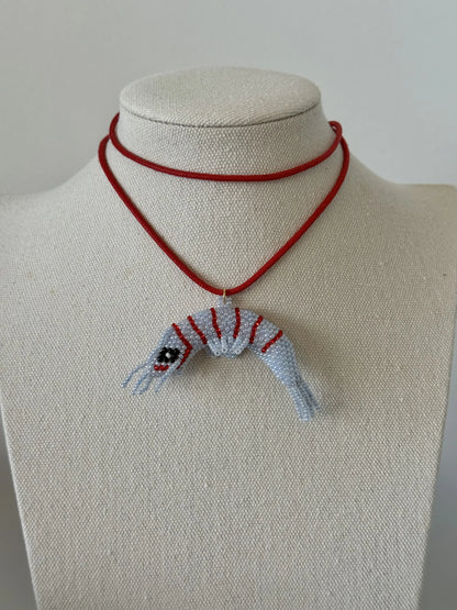 Blue & Red Shrimp Necklace