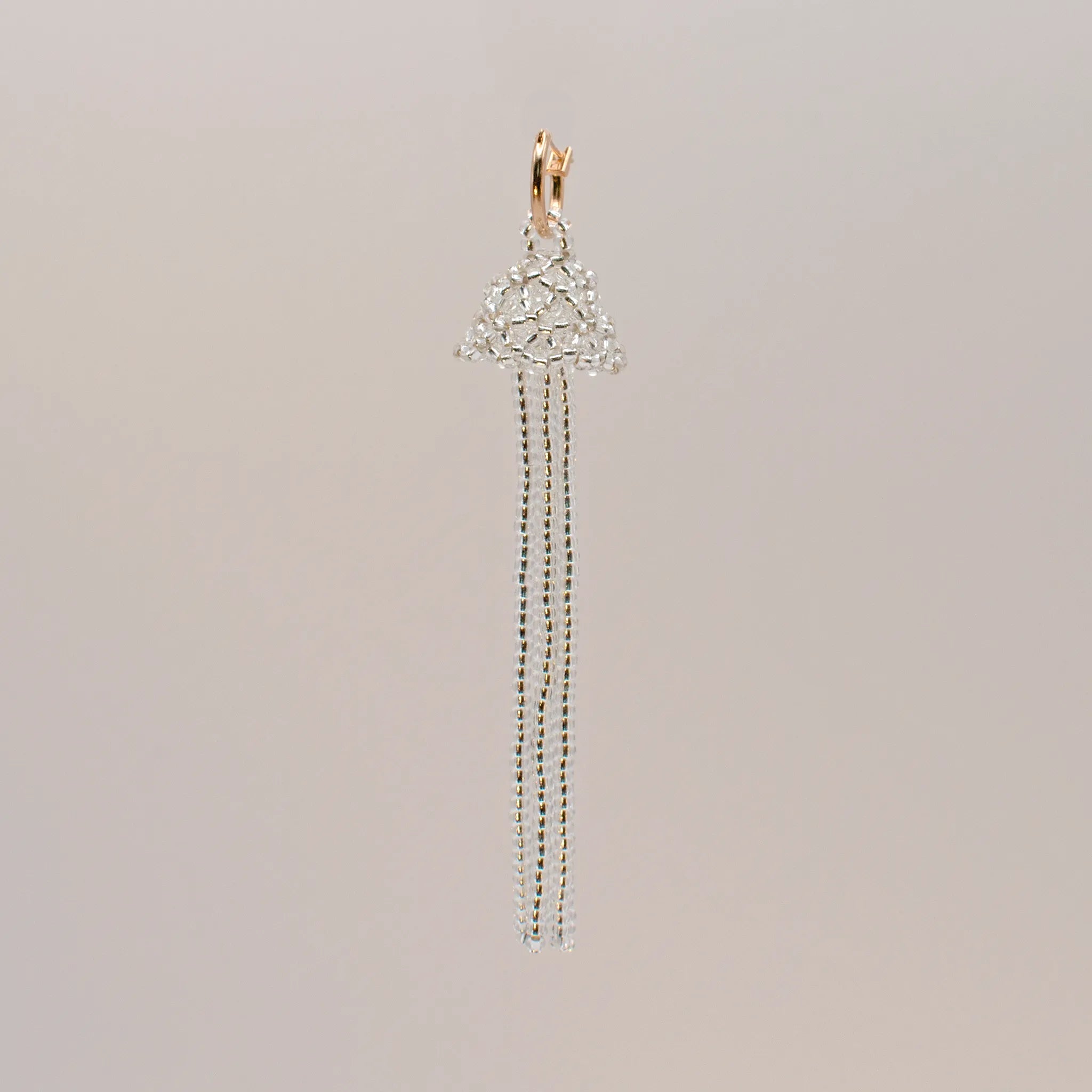 Long Silver Medusa Hoop Earring