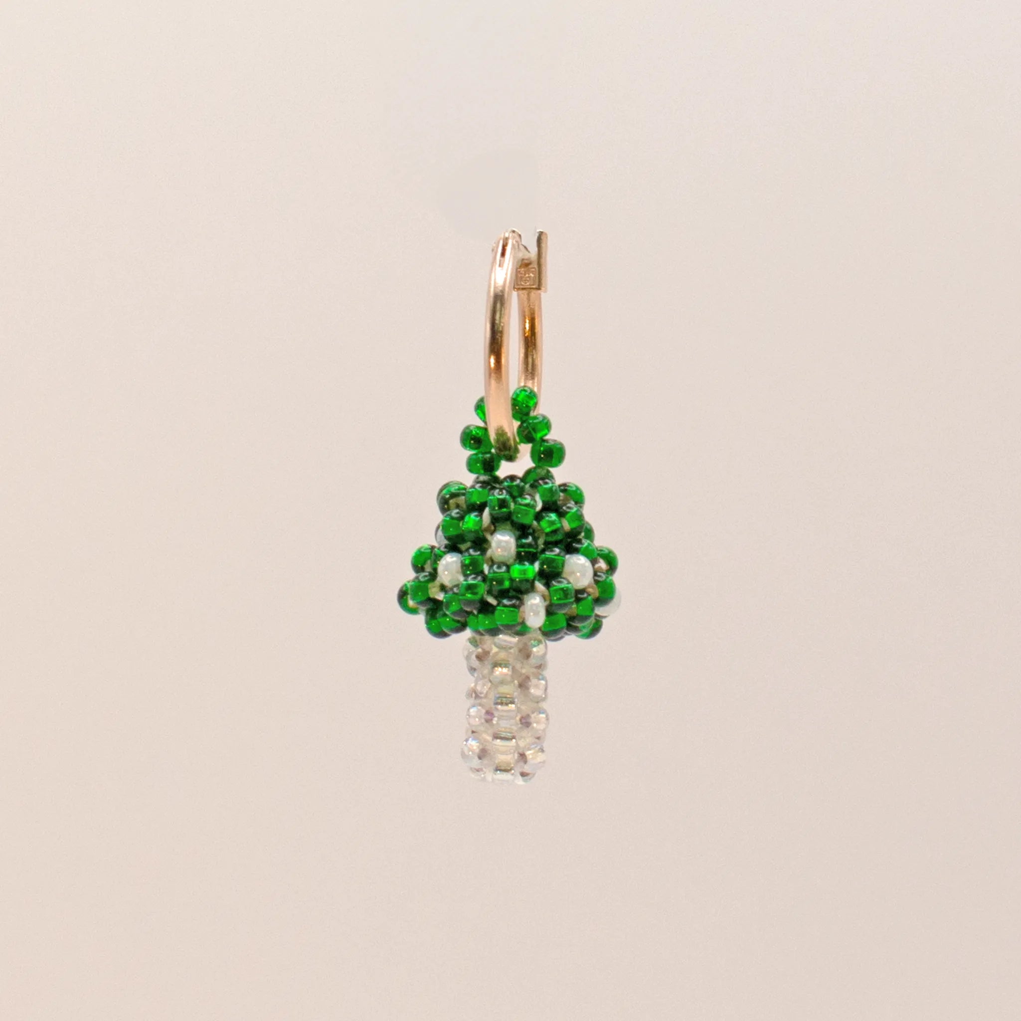 Green Mushroom Hoop Earring
