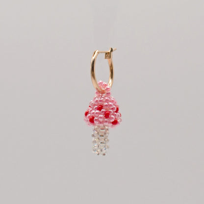 Pink Mushroom Hoop Earring