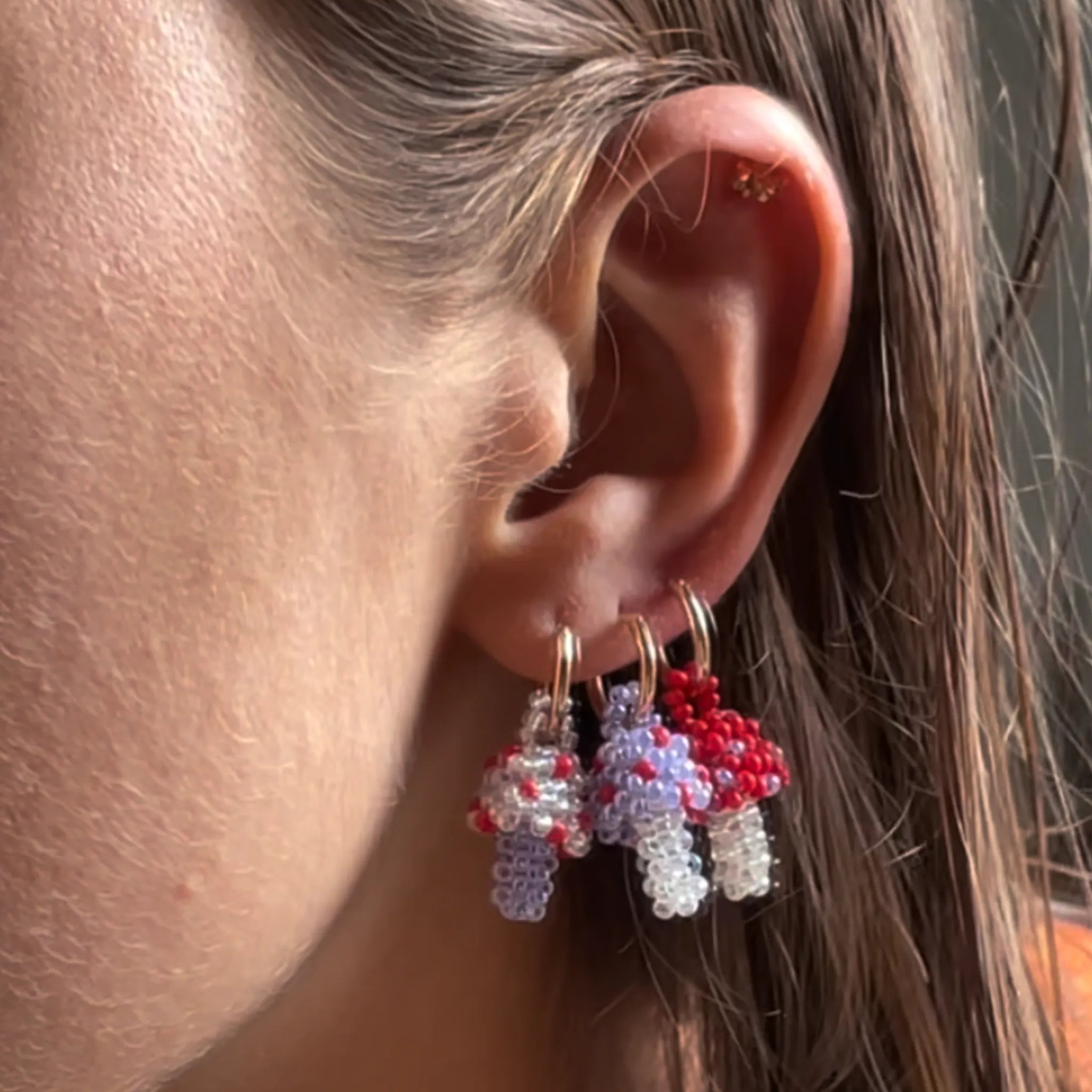 Red Mushroom Hoop Earring