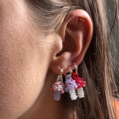 Red Mushroom Hoop Earring