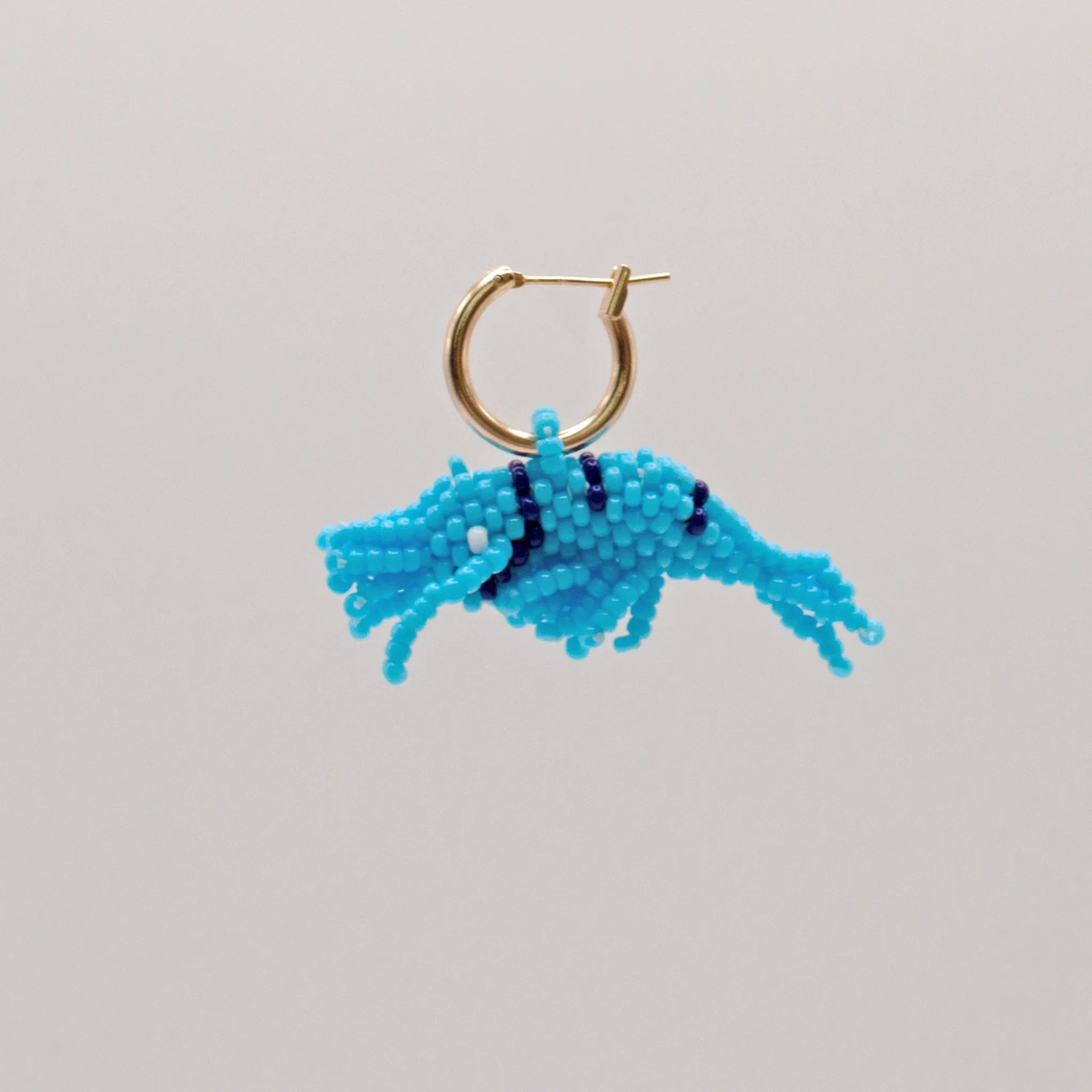 Blue & Navy Shrimp Hoop Earring