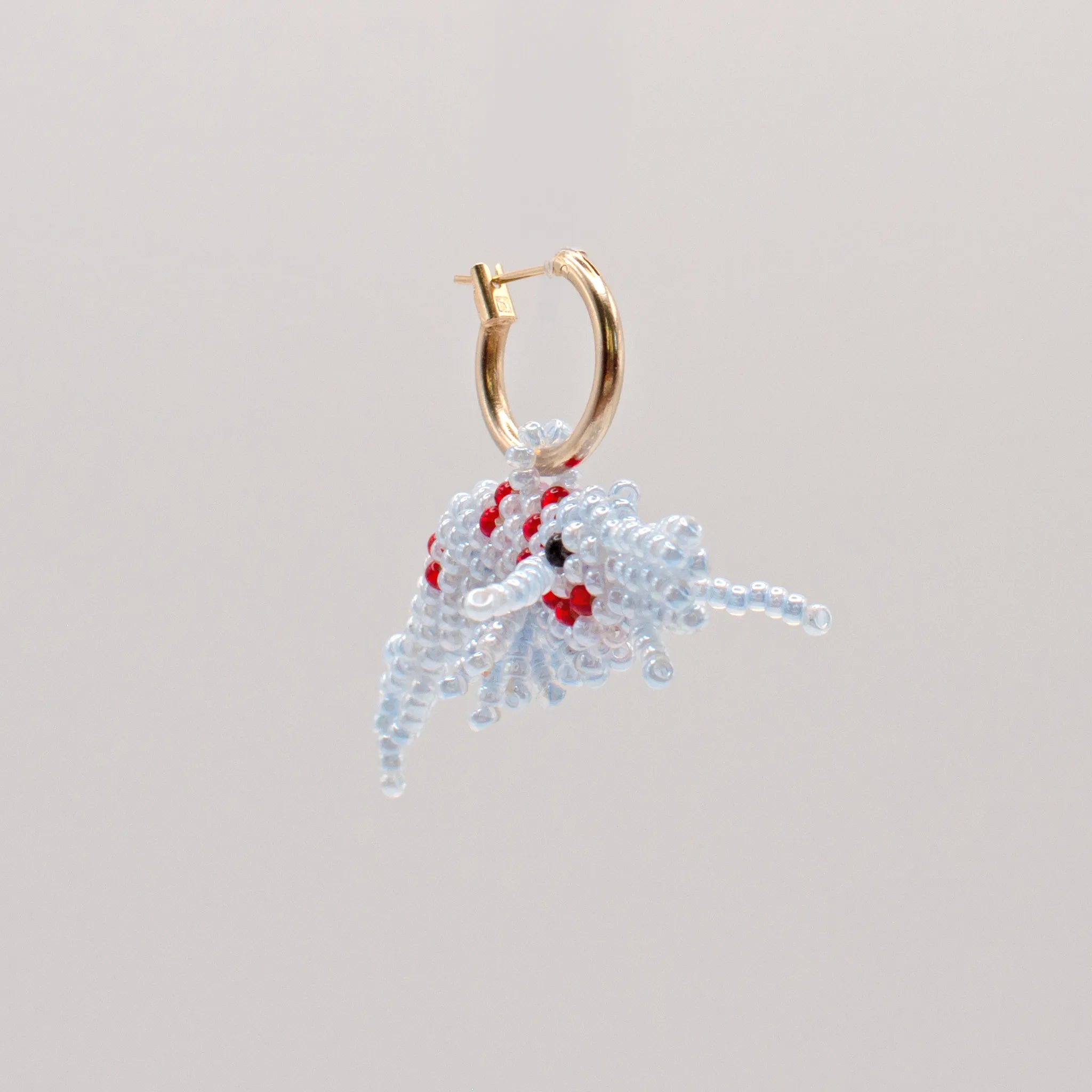 Blue & Red Shrimp Hoop Earring