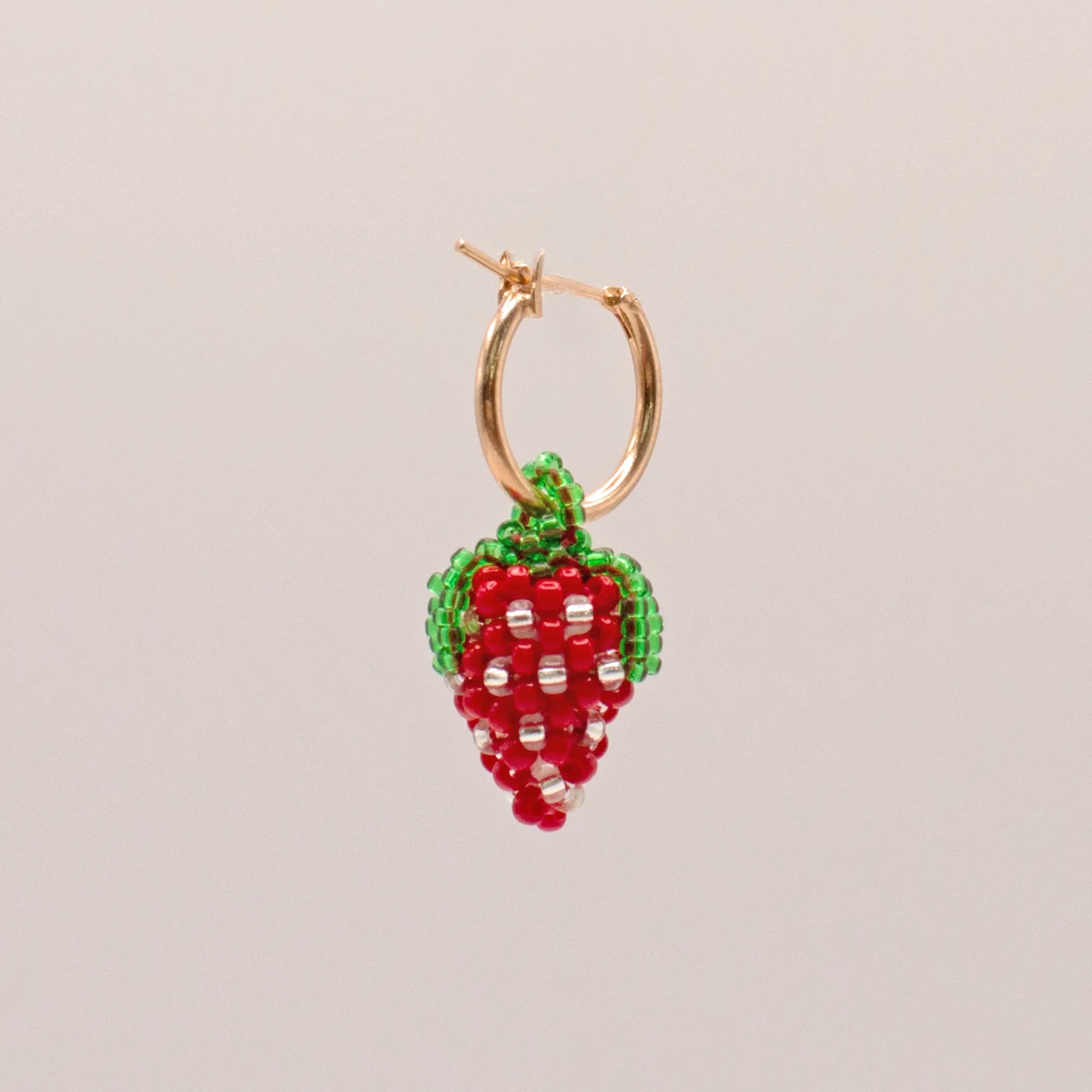 Small Strawberry Hoop Earring
