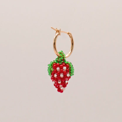 Small Strawberry Hoop Earring