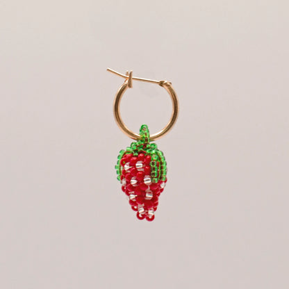 Small Strawberry Hoop Earring